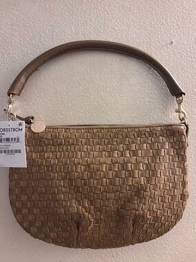 NWT CLARE V. Petit Moyen woven mini messenger bag in Sequoia.